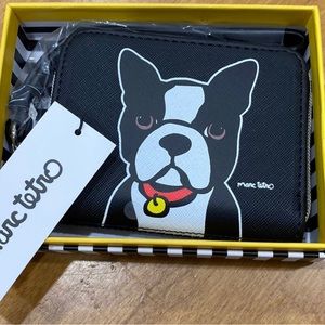 NWT. Marc Tetro, black, "French Bulldog" wallet.